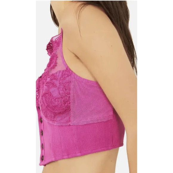 Free People Raspberry Sherbert Have My heart Cropped Tank Top Shirt Medium NWOT - Picture 4 of 10